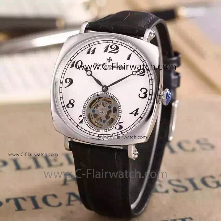 Fake Vacheron Constantin SS White Dial Tourbillon Watch